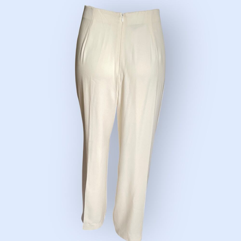 Lafayette 148 Silk Cream Ivory Dress Pants Womens 8 Silk Crepe High Waist Vtg 90 - Picture 8 of 10